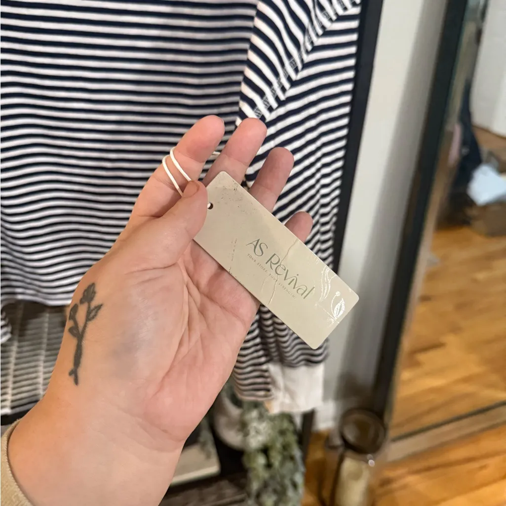 AS Revival Navy Striped Long Sleeve Tee size large Black - Image 7