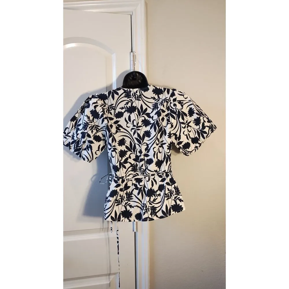 NWT Old Navy Women's Wrap Cotton Blouse Puff Sleeves and Defined Waist Size S - Image 5