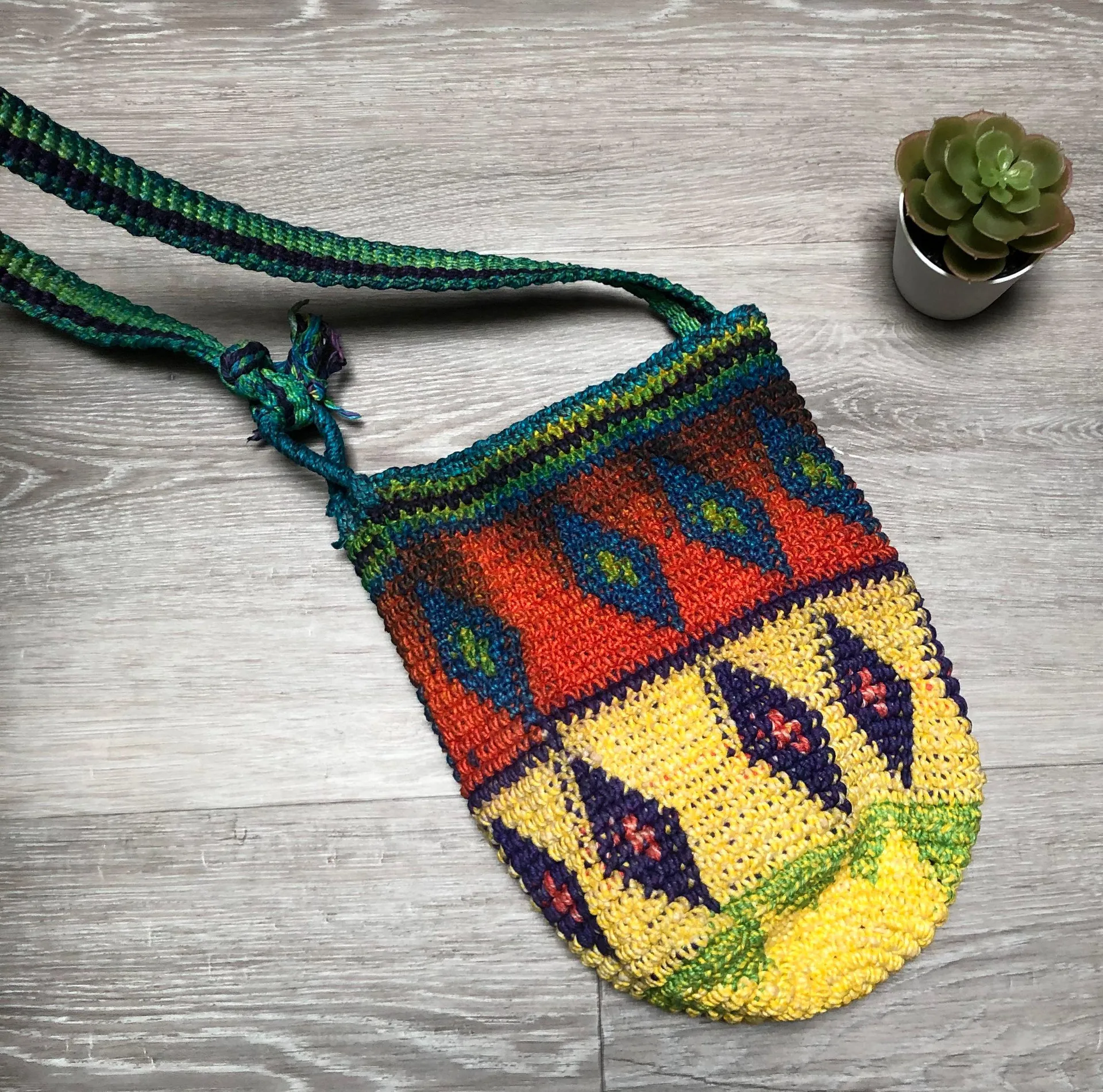 handmade knit crochet hippie boho crossbody bag Multiple - Image 2