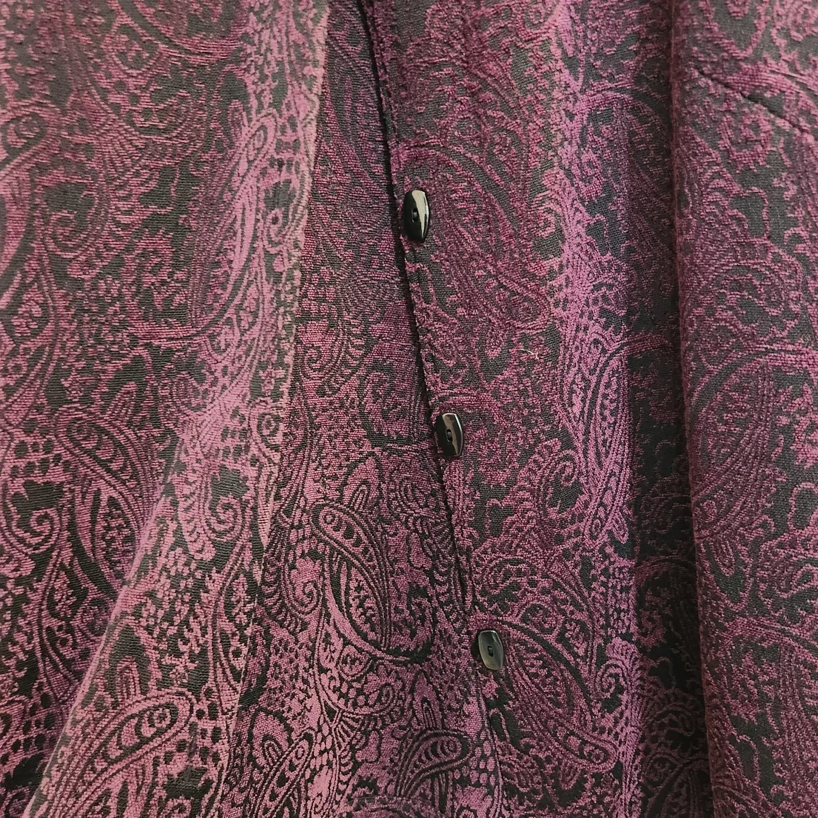 Vintage Sag Harbor Burgundy Floral Paisley Retro Textured Button Up Shirt 20W - Image 6