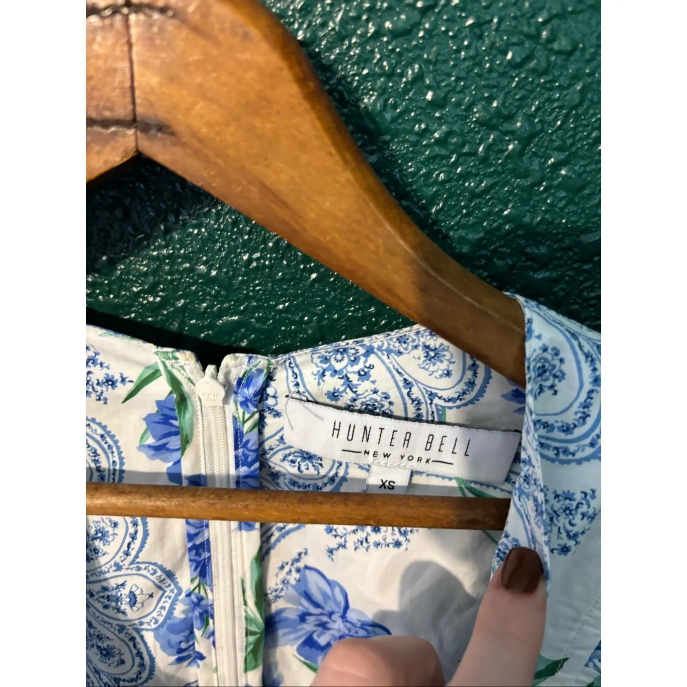 Hunter Bell Exclusive Floral Medallion Palmer Dress sz XS Midi Blue/Green - Image 4