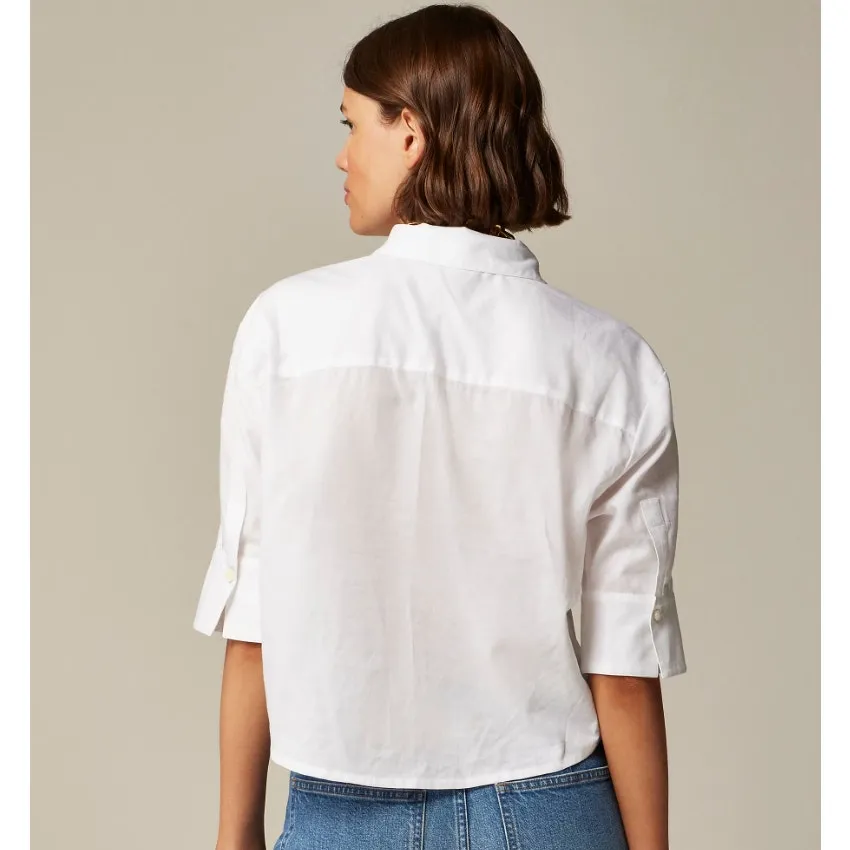 J.Crew Herringbone Twill Button-up Shirt White Sz 10 NWT Minimalist Quiet Luxury - Image 2