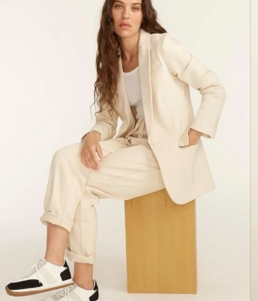 J. Crew Alfie Cream Blazer Jacket In Denim Stripe - Image 2