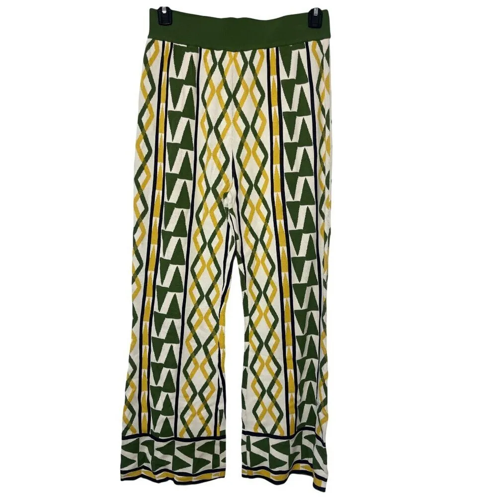 Misa Los Angeles Rialta Pants in Limoncello Geo Large New Womens Knit Trousers - Image 5