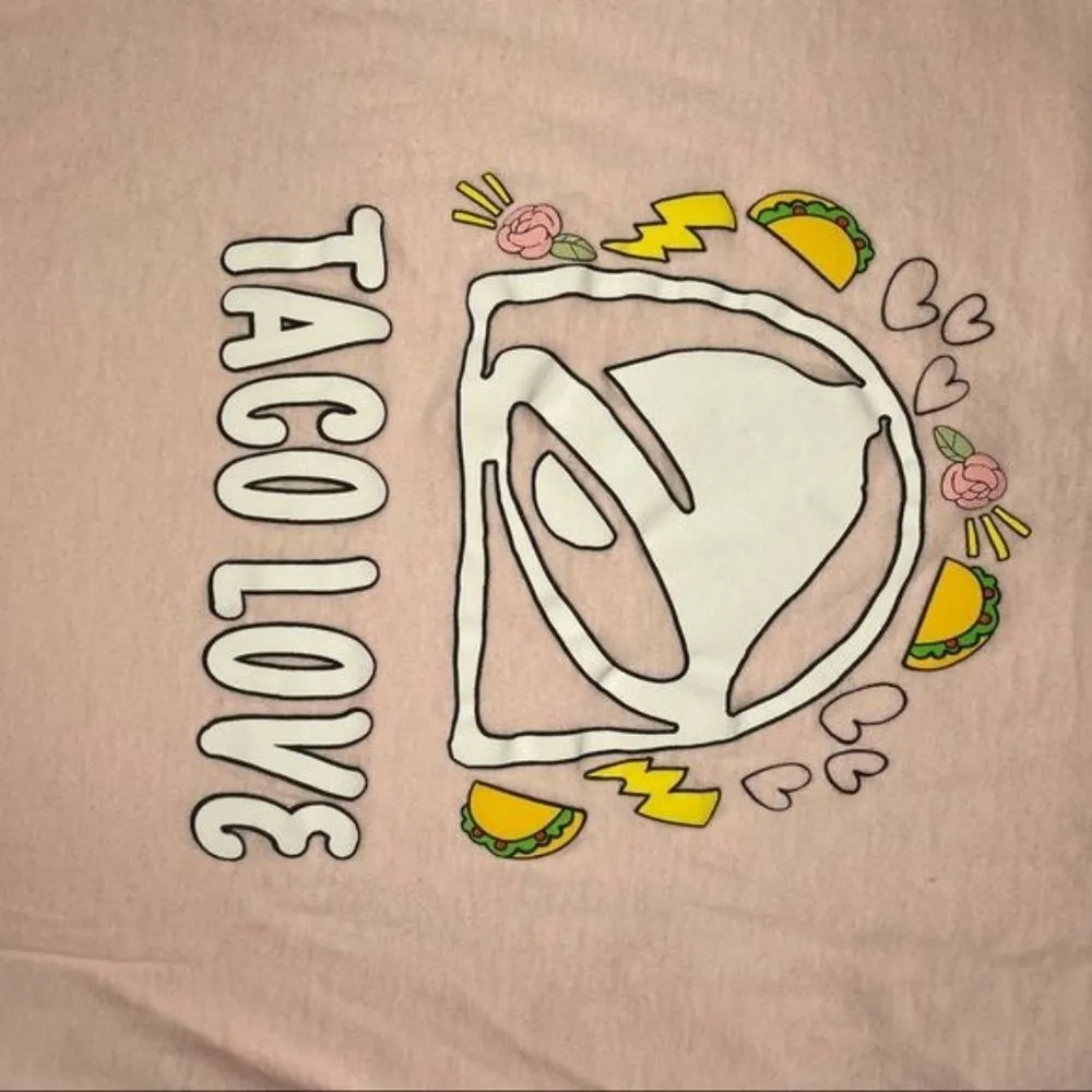 Taco love Taco Bell short sleeve t shirt casual size medium cotton casual Pink - Image 5