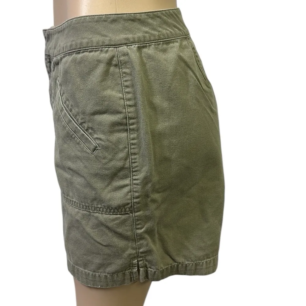 Liz Claiborne Liz Wear Cotton High Waist Khaki Green Front Pockets Shorts 10 - Image 4