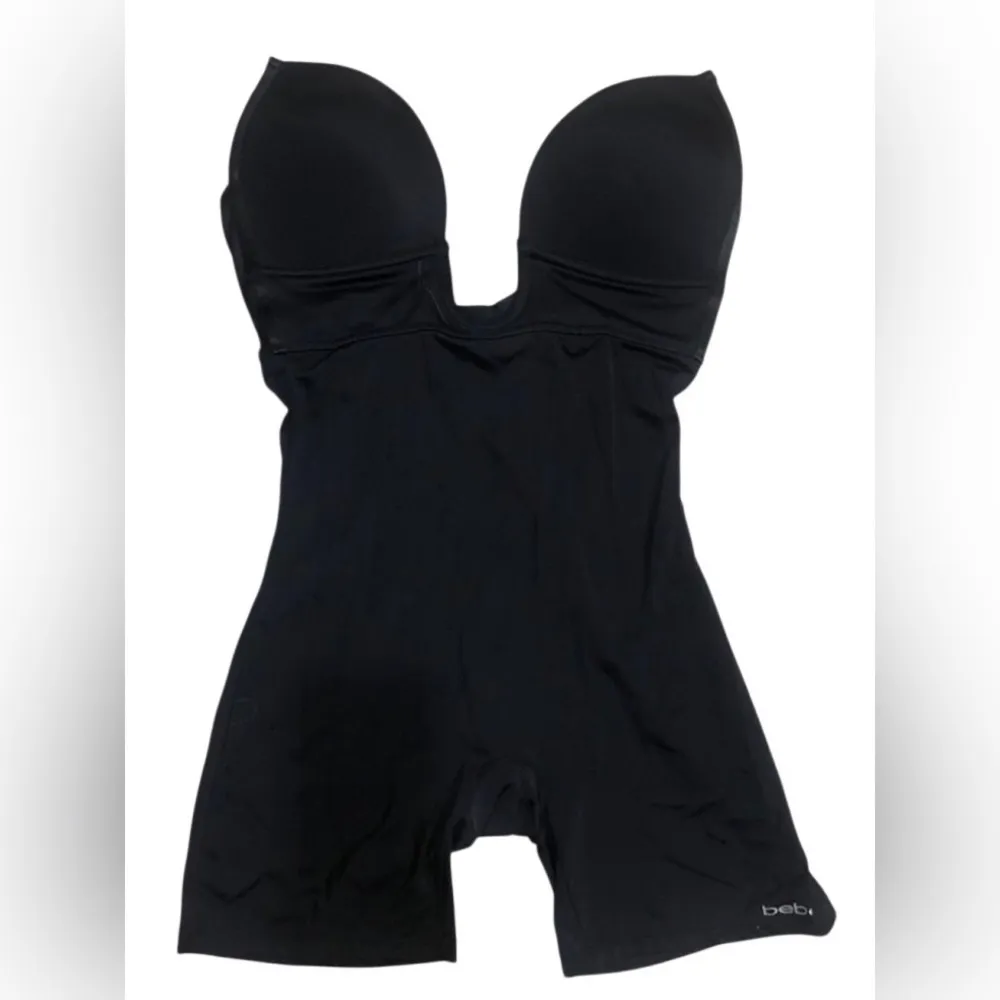 bebe Black plunge Strapless Shape wear Bodysuit Sz Lg cant find straps worn once - Image 3
