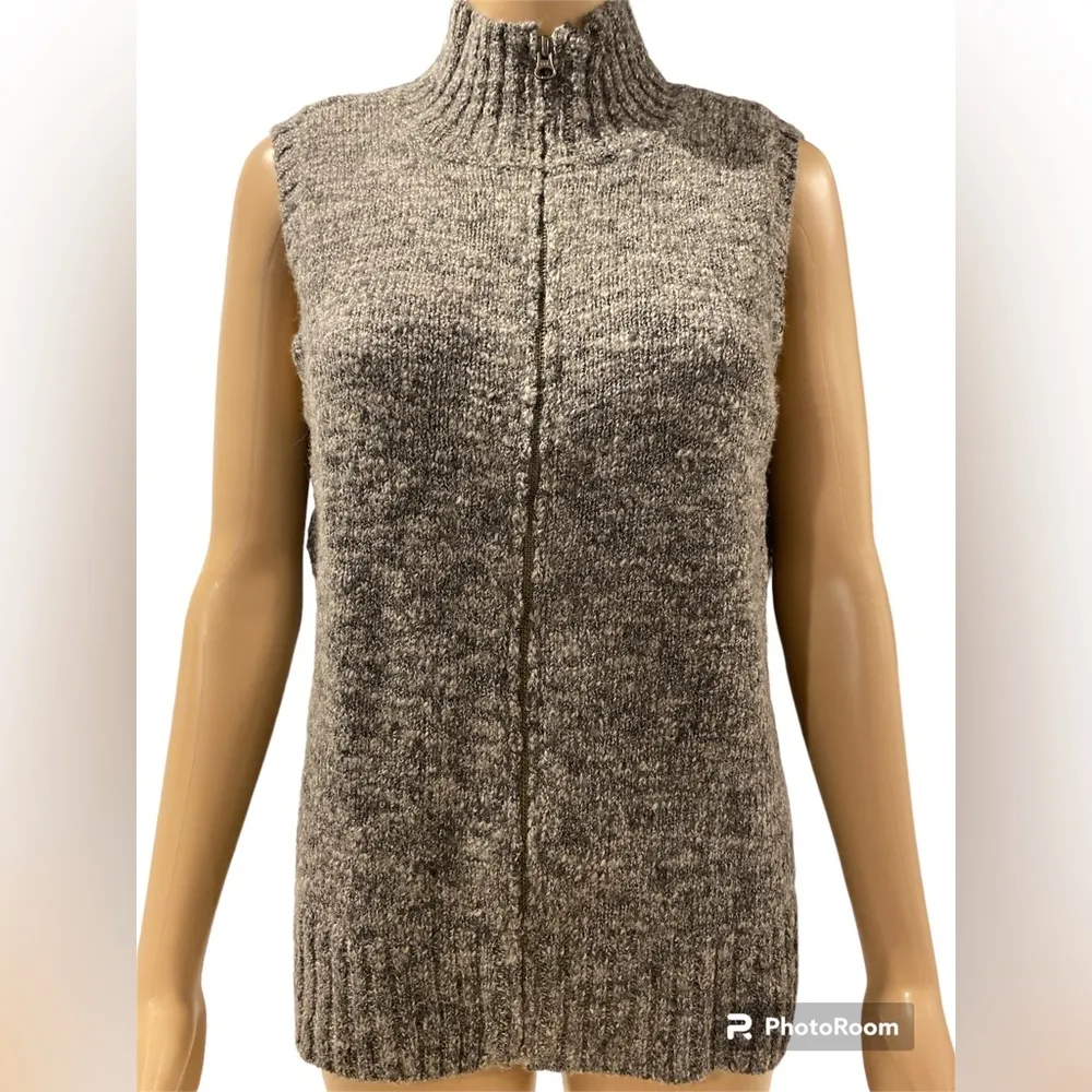 J.Jill Full Zip Sleeveless Wool Blend Knit Sweater Vest size M Gray Size M - Image 3