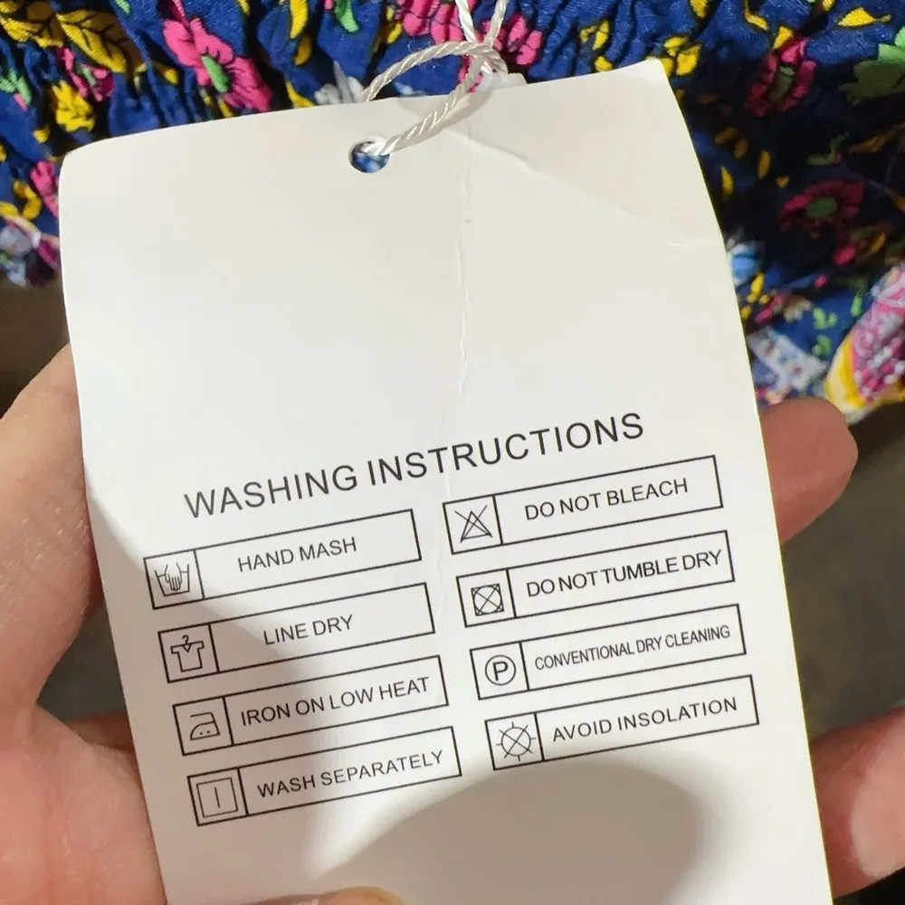 Uimlk open shoulder blue pink floral short trumpet sleeve stretchy chest & waist Size M - Image 5