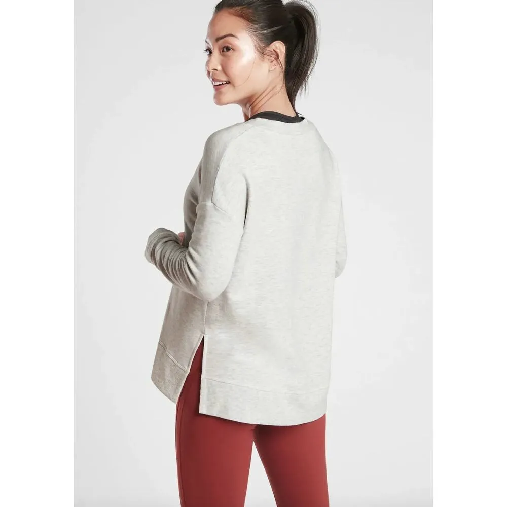 Athleta Coaster Luxe Sweatshirt Top Fog Grey Heathered Pullover Size Small - Image 13