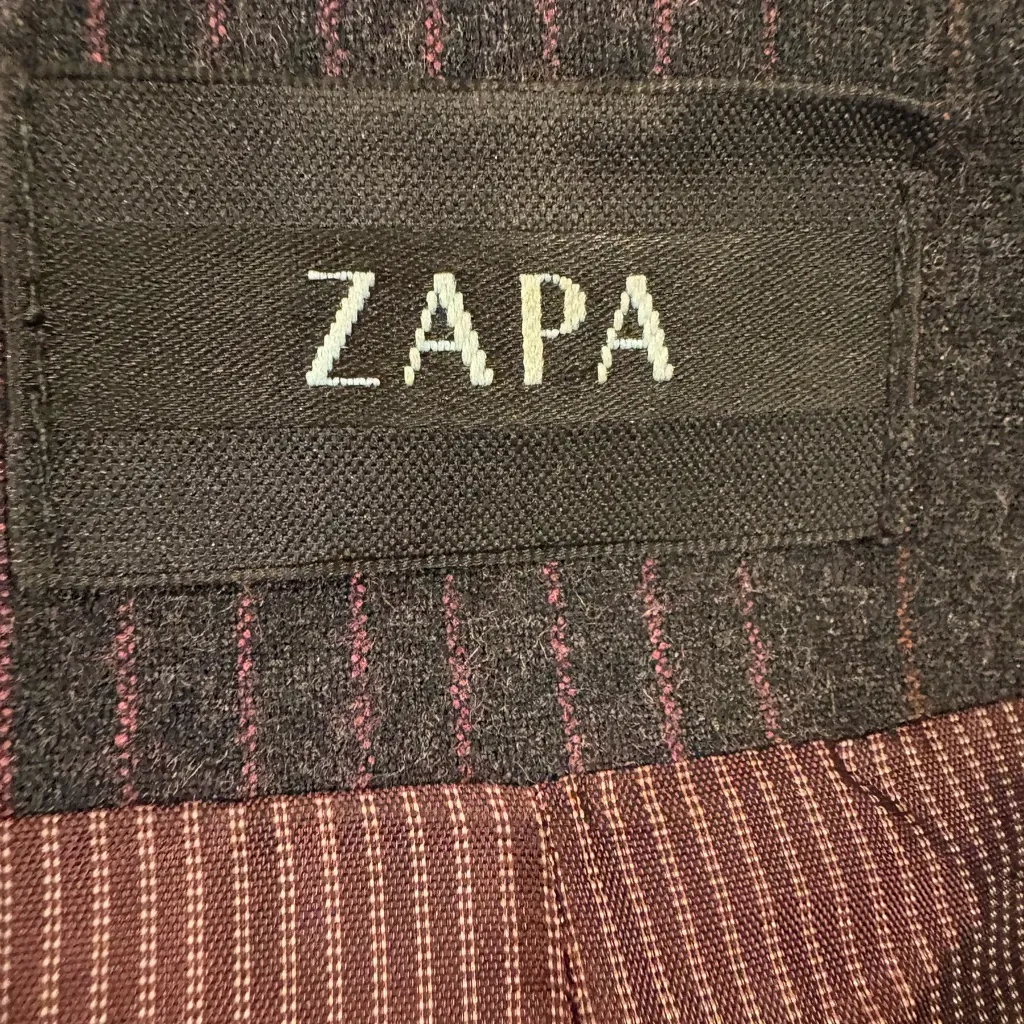 ZAPA Paris wool pinstripe jacket rouched collar gray sz M L Size M - Image 4