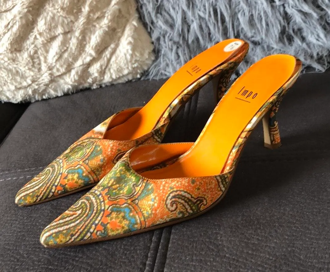 Impo Pointy Orange Design Mules Size 7.5 - Image 2