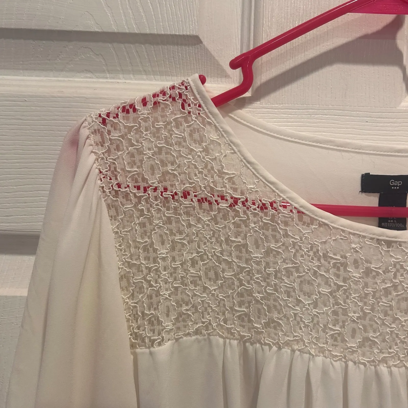 Gap Womens Ivory‎ Crochet Lace Blouse Top Long Sleeve Large Bridal Cottagecore - Image 2