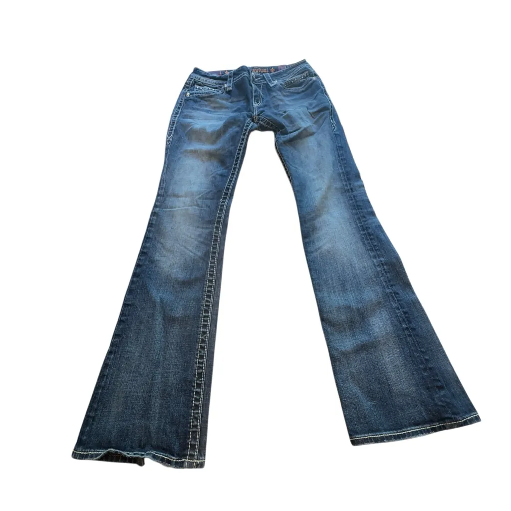 Rock Revival Noelle Bootcut Jeans Size 30 Distressed Embellished Y2K Flaws GUC - Image 4