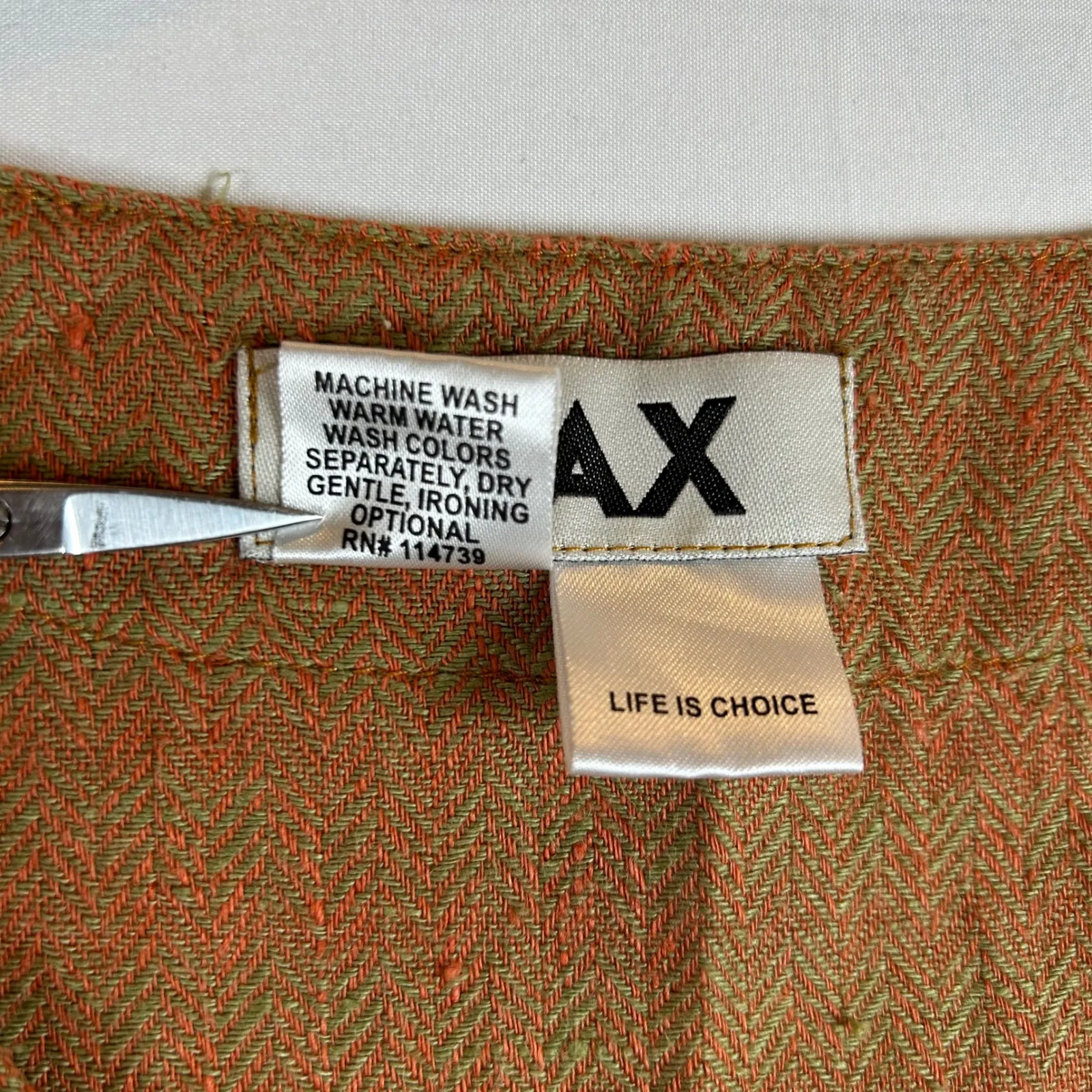 FLAX Linen Sleeveless V Neck Top Women's Medium Herringbone Earth Tone Casual - Image 4