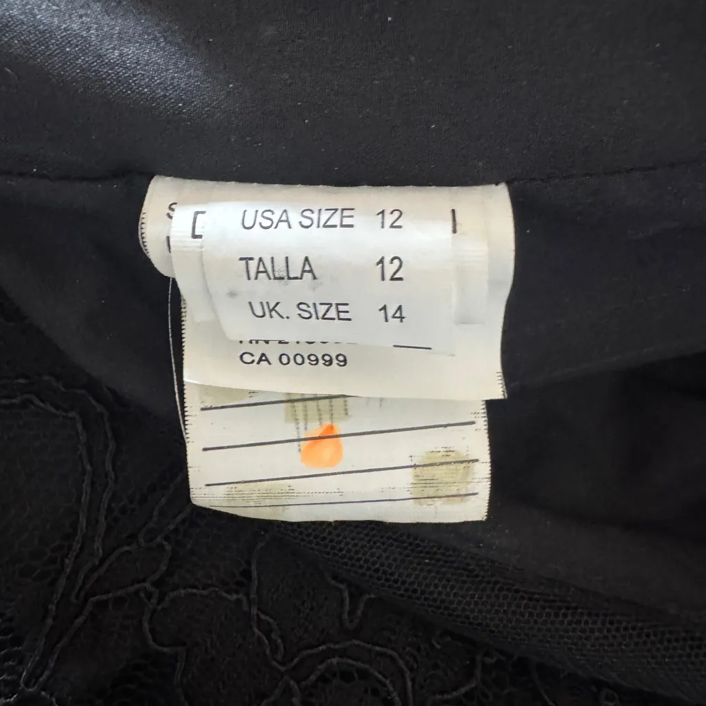 Morilee by Madeline Gardner Black Satin Tie Sash Cap Sleeve Deep V - Image 11