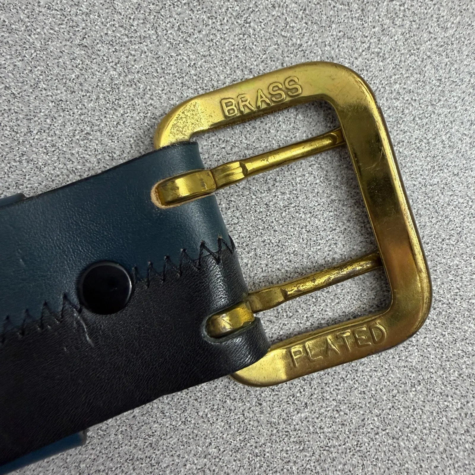 Tex Tan Harness Leather Belt Size 30 Blue Black Brass Buckle Double Prong 1in - Image 6