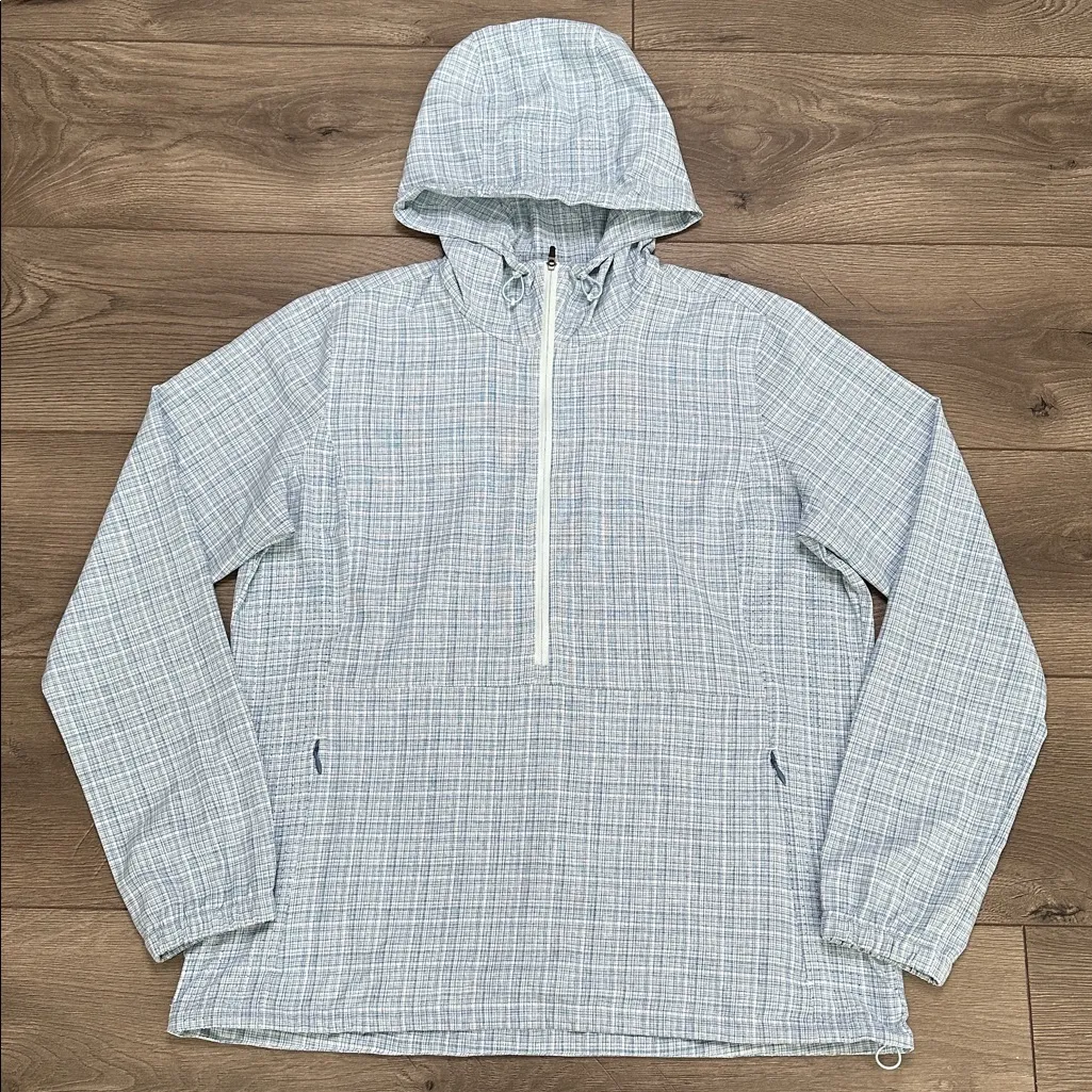 HUK 1/2 Zip Fishing Pullover Hoodie Sun Wind Protection Blue White Size Medium - Image 5