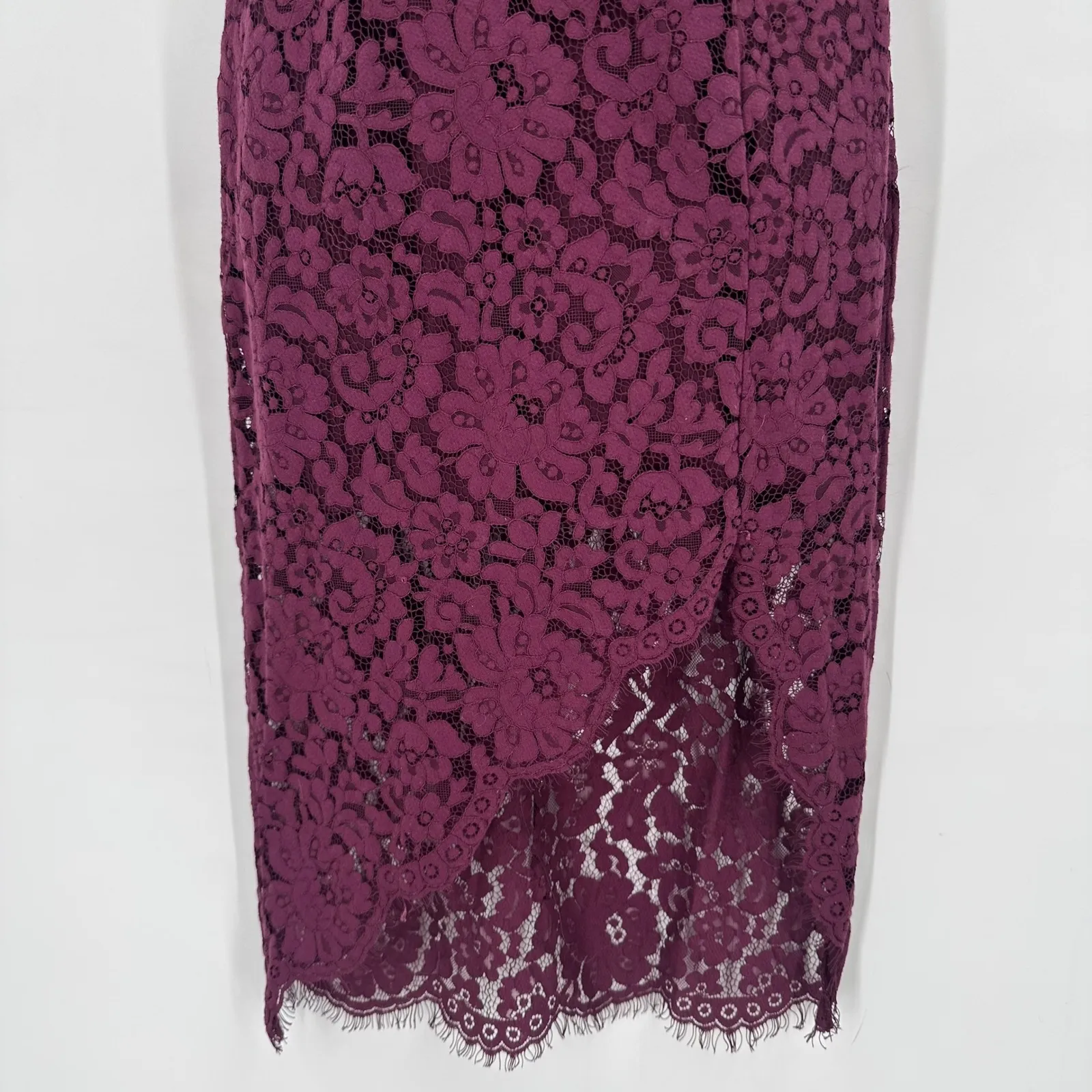 Lovers + Friends Burgundy Lace Strappy Back Midi Dress Skylight Dress Size S - Image 7