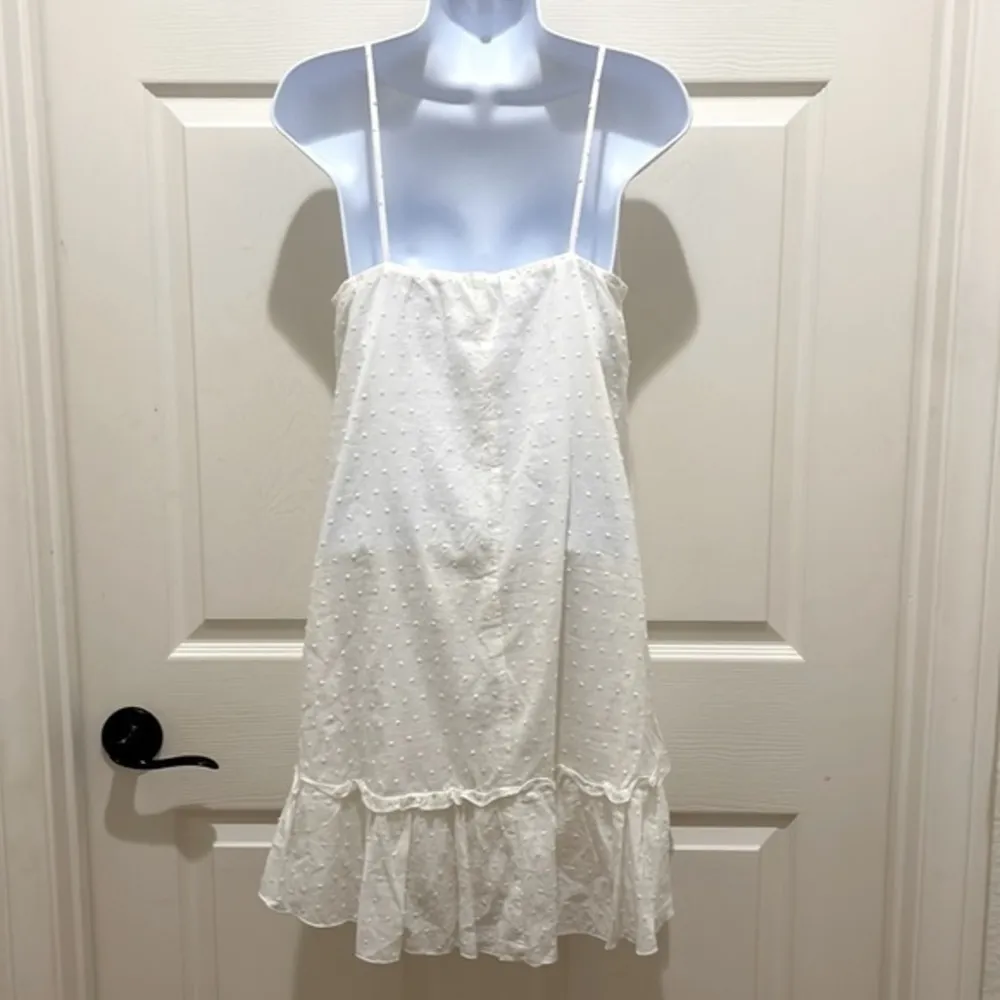 NWT - Simplee White Textured Ruffle Spaghetti Strap Mini Dress - Image 2