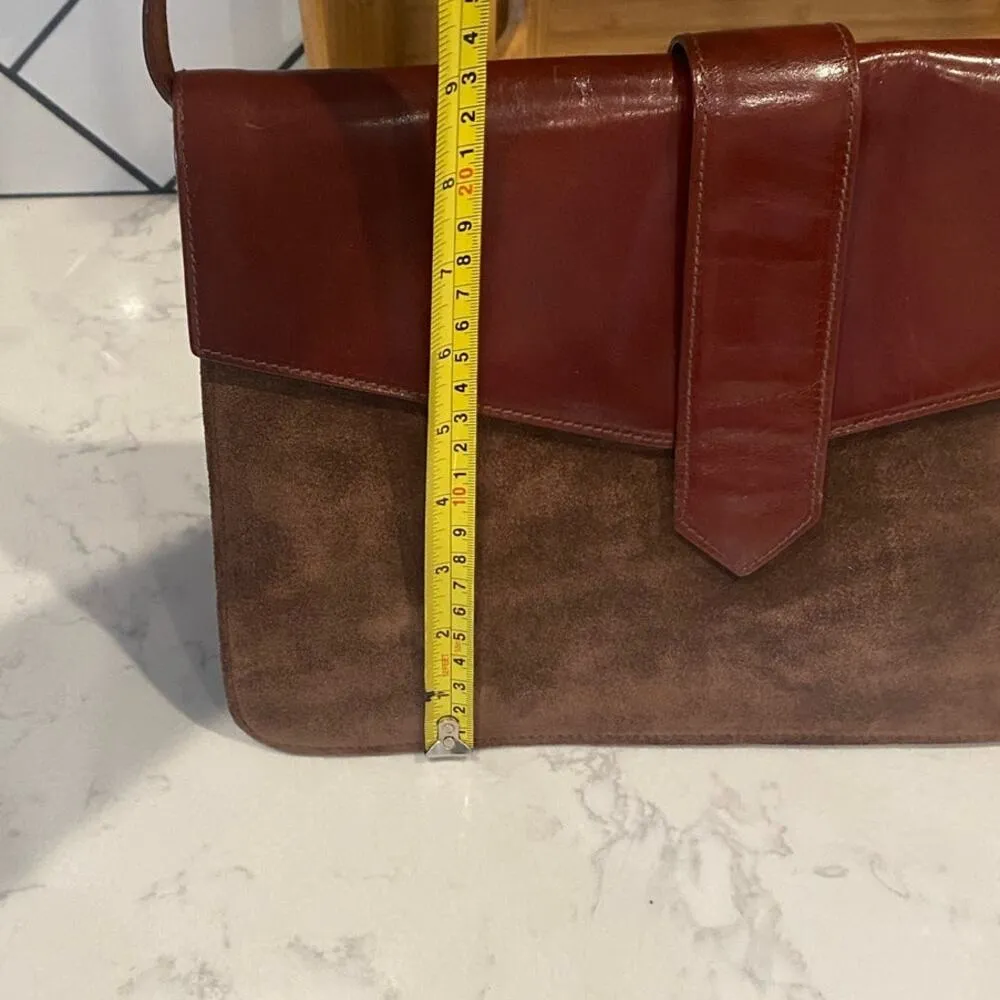 Vintage Nordstrom suede leather shoulder bag clutch classy western chic Brown - Image 10