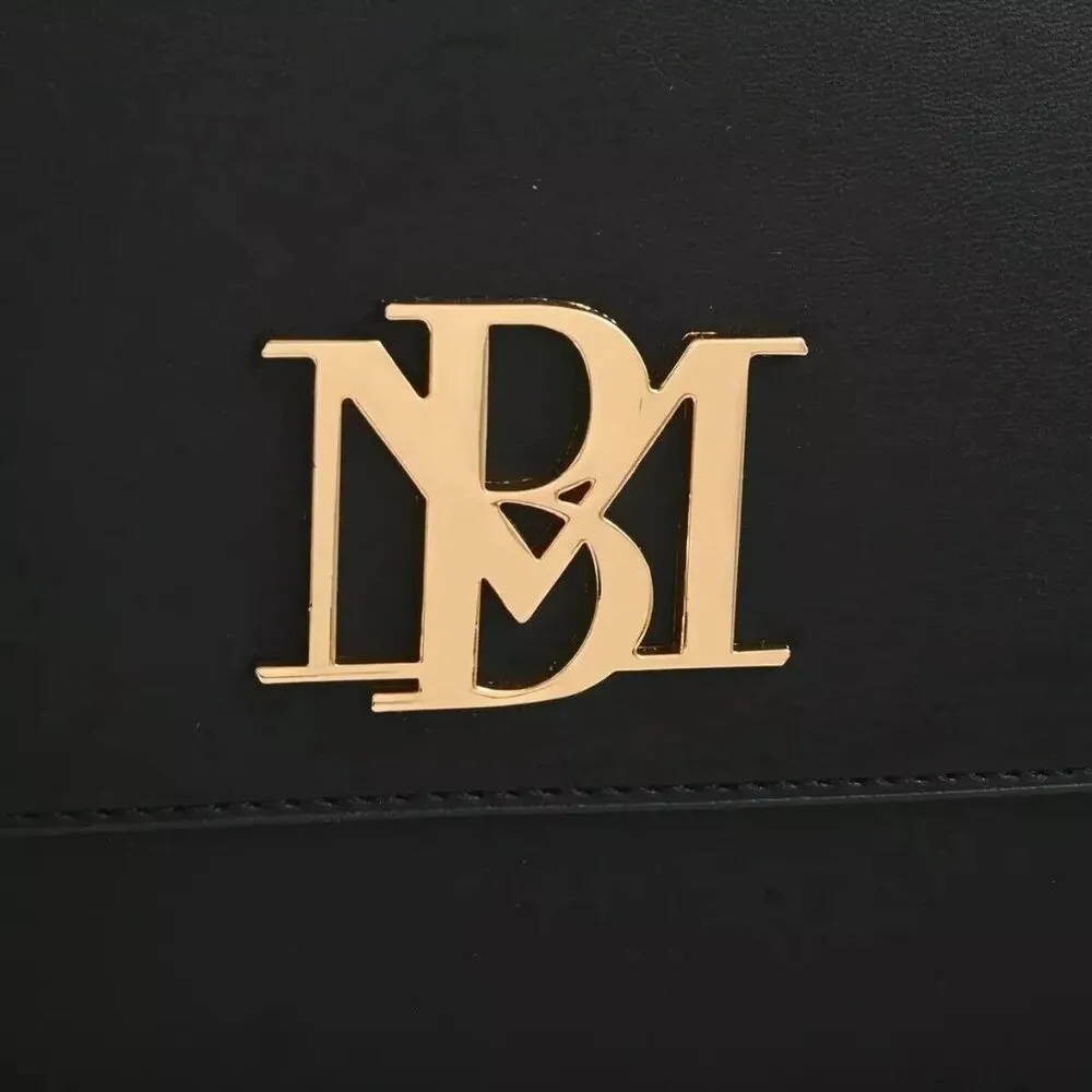 Badgley Mischka Black Square - MT Vegan Leather Tote/Handbag w Gold BM Logo NWT - Image 6