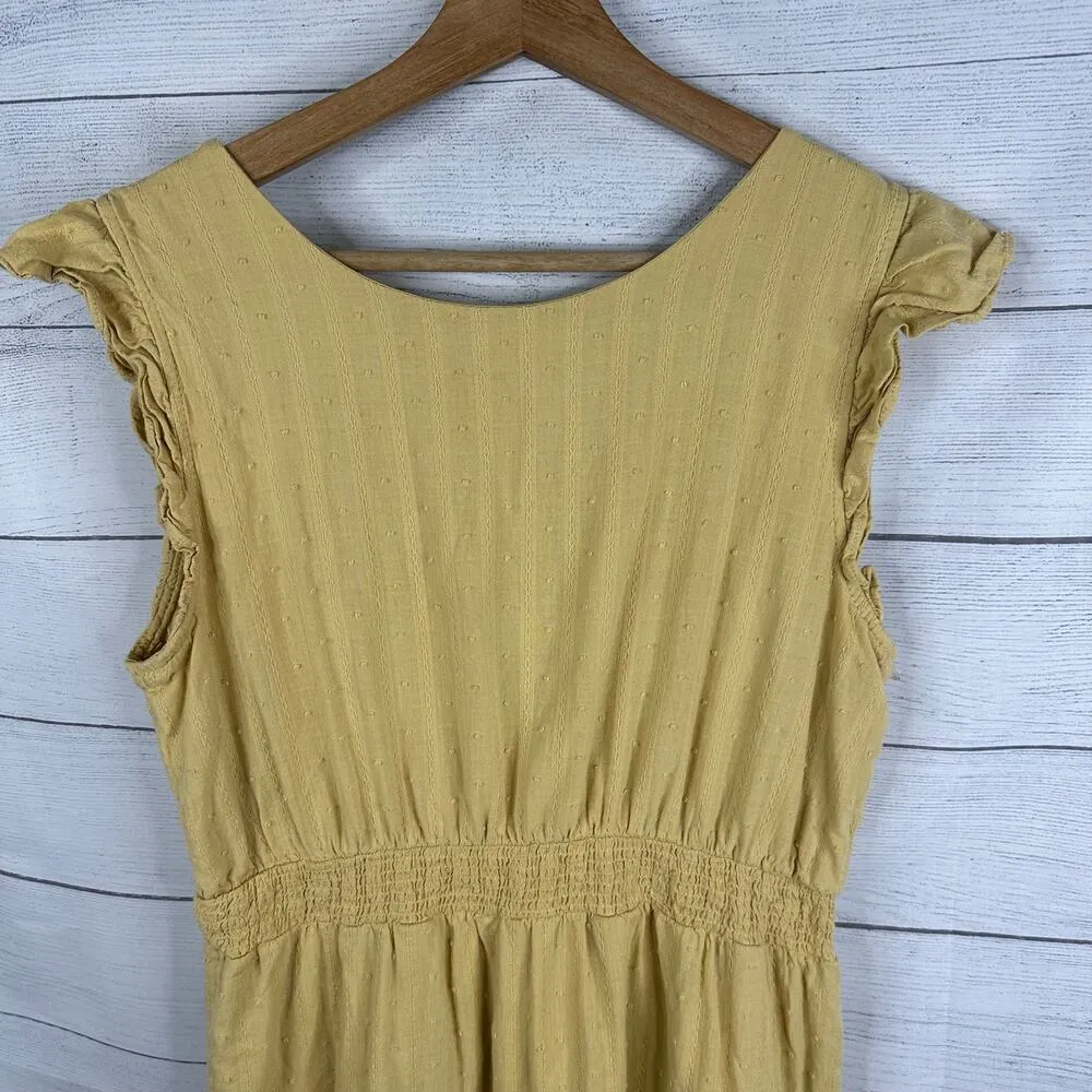 Blu Pepper Womens size Large Tiered Swiss Dot Sundress Yellow Prairie Bohemian - Image 5