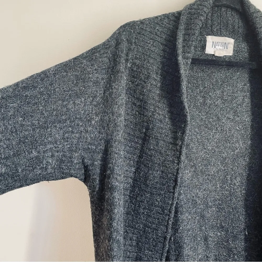 Nation Alpaca Double Breasted Open Front Sweater Cardigan Grey size S - Image 4