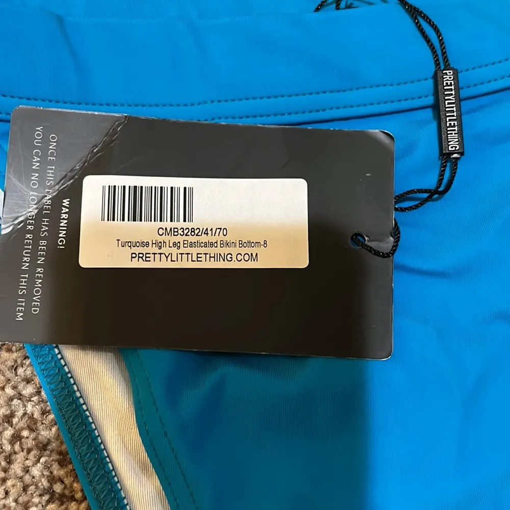 PrettyLittleThing Turquoise High Leg Elasticated Bikini Bottom - Image 5