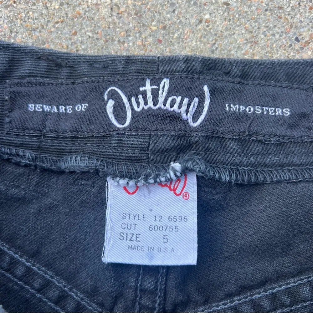 Vintage 90s outlaw beware of imposters high rise black Jean Shorty shorts Size 5 - Image 3
