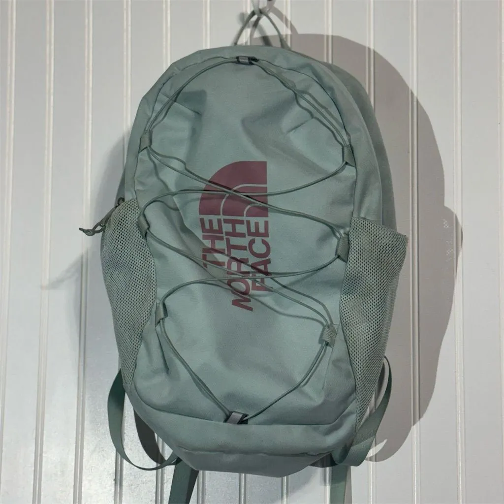 The North Face Jester Backpack Green Burgundy Logo Laptop School Hiking Bag - Image 2