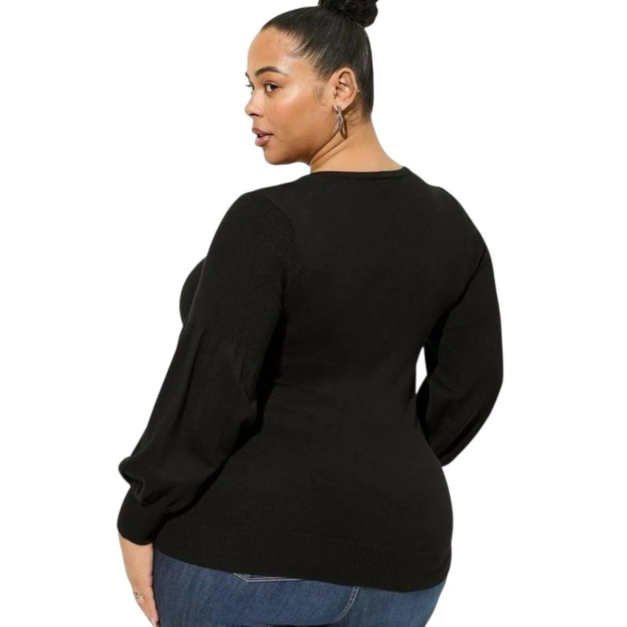 Torrid Pullover V-Neck Fitted Sweater Size 5X Neutral Capsule Wardrobe Grunge - Image 3