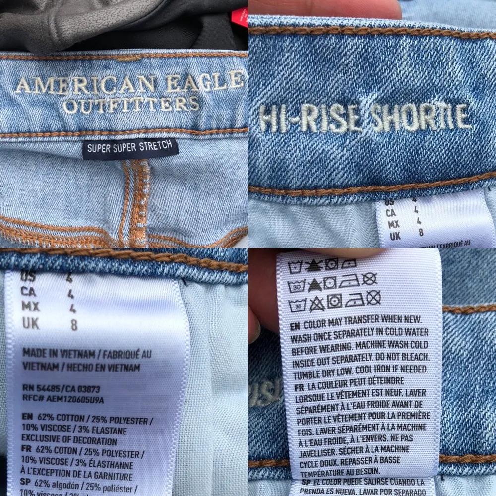 American Eagle Womens Shorts Denim Jean Blue Hi-Rise Cut Off Boho Size 4 - Image 9