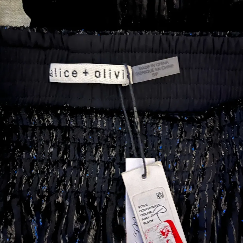 NWT Alice and Olivia Elba Striped Metallic Velvet Wide Leg Pants - Image 3