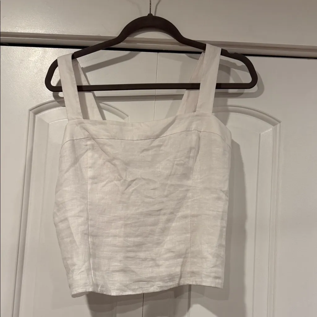 Quince  White‎ Linen Square-Neck Top medium - Image 2