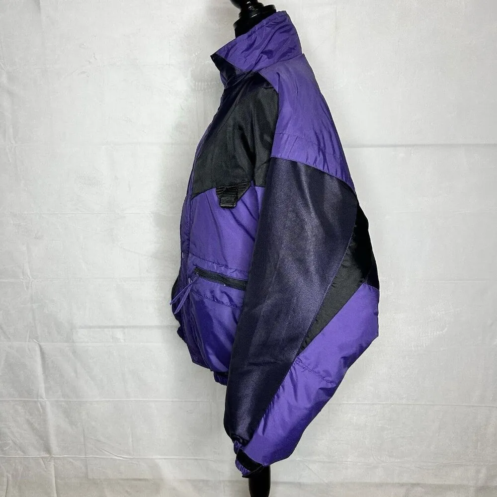 Vintage Alpine Ski Snow Jacket Purple / Black Sz XL Multi Pocket Full Zip - Image 6