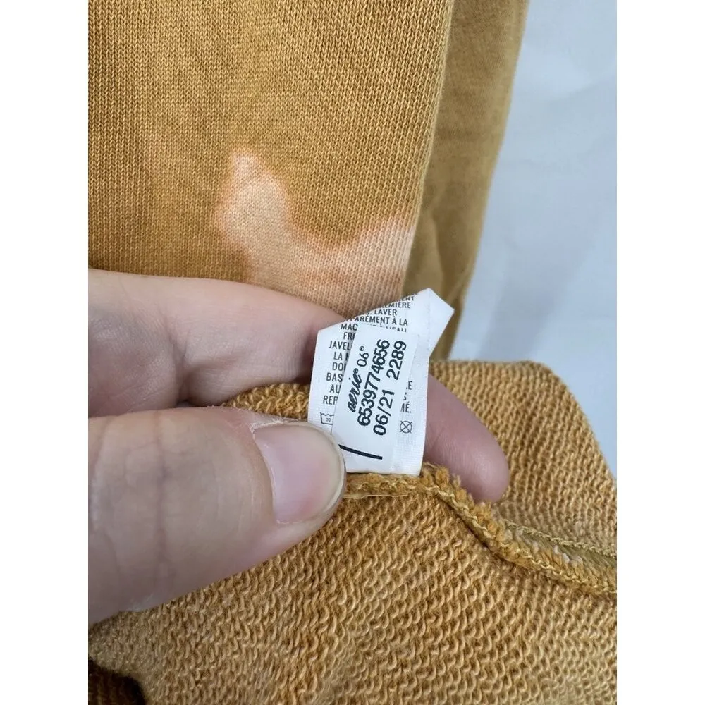Aerie Distressed Bleached Sweatshirt Women Small Yellow Grunge Hobo‎ Punk Retro - Image 5