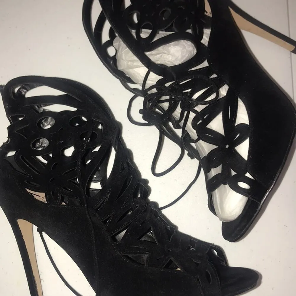 💖 GORGEOUS LACE UP SHOES 10 💖 Black - Image 2