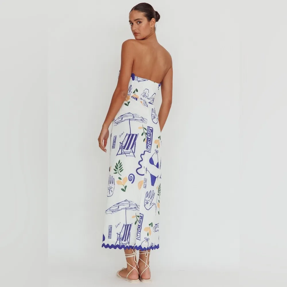 *NWT* Indie Lux Cypress Graphic Strapless Maxi Dress White - Image 13