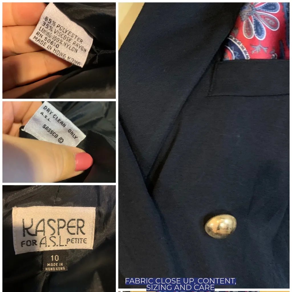 KASPER A.S.L. VINTAGE 1990'S BLACK BUTTON DOWN JACKET DRESS W/POCKET SQUARE (10P - Image 12