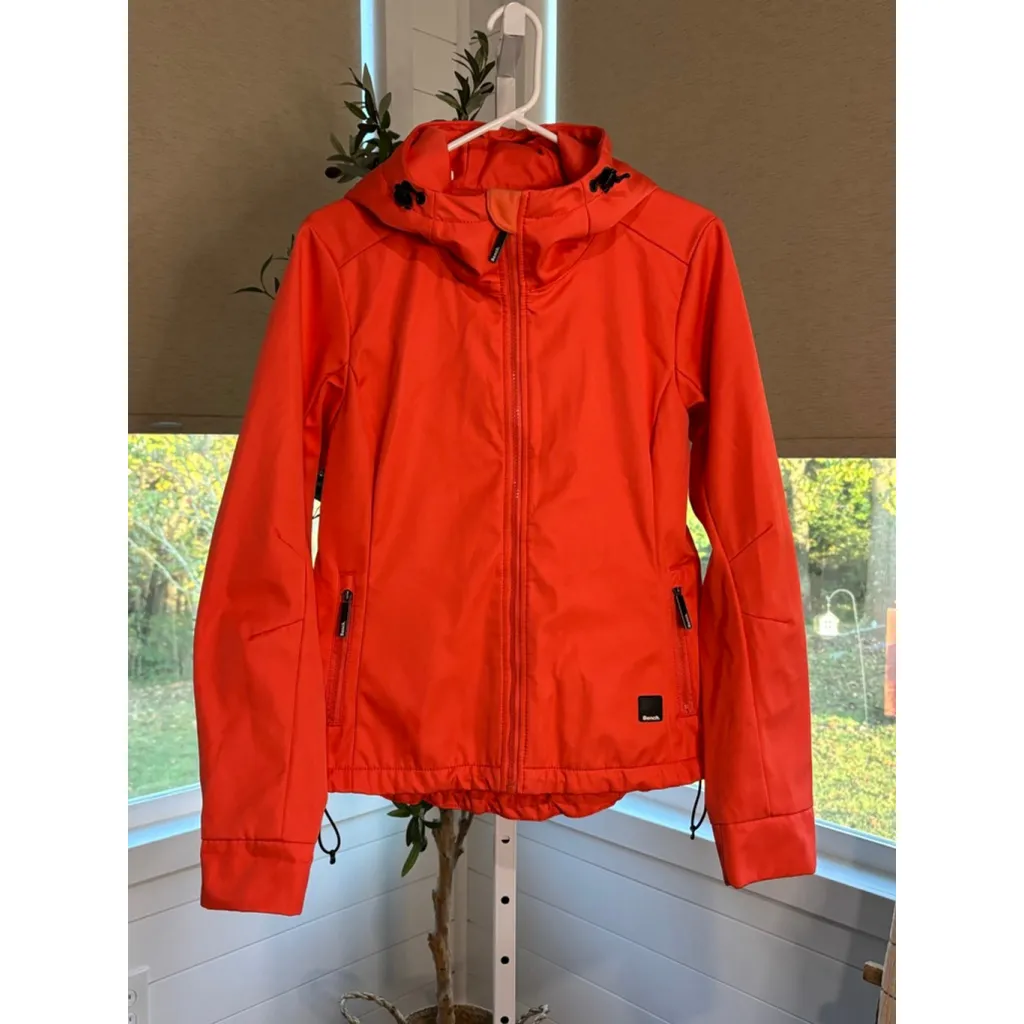 Women's Bench Supa Softshell Coral Full Zip Hooded Utility Jacket, Large Orange - Image 2