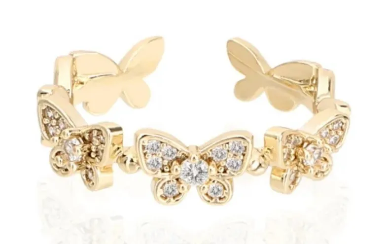 Vintage Havana women's Butterfly Margaret ring in 18k Gold Plated- size One Size - Image 1