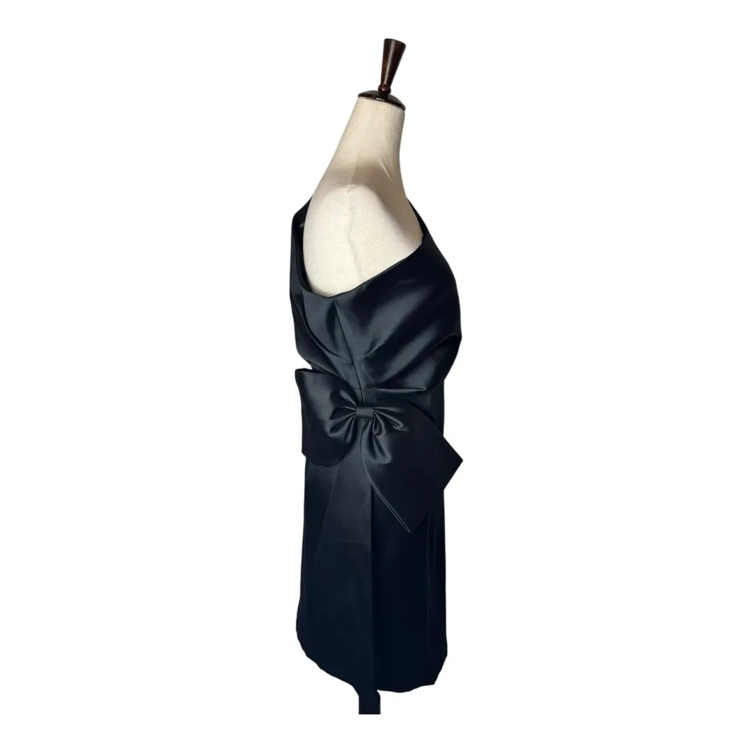 Sachin & Babi Dress‎ Women 10 Black Satin One Shoulder Bow Mini Cocktail Party - Image 7
