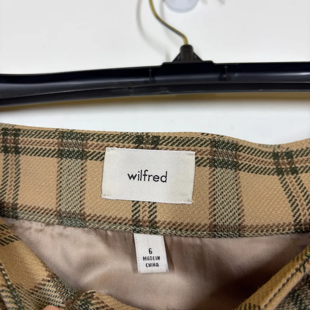 Aritzia Wilfred Tai Plaid Button Front Skirt Size 6 - Image 5
