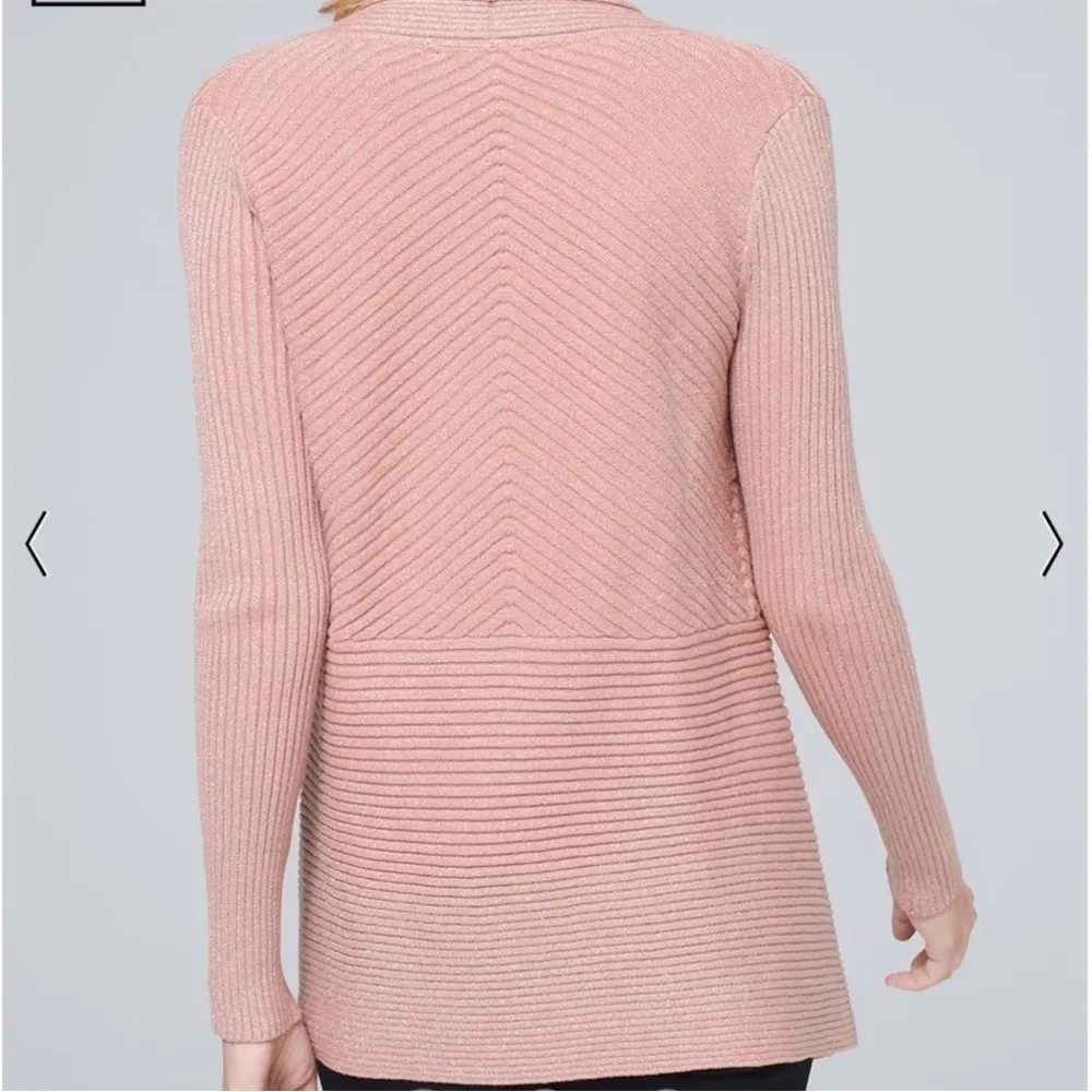 EUC White House Black Market Ribbed Open Front Draped Sweater - Image 2