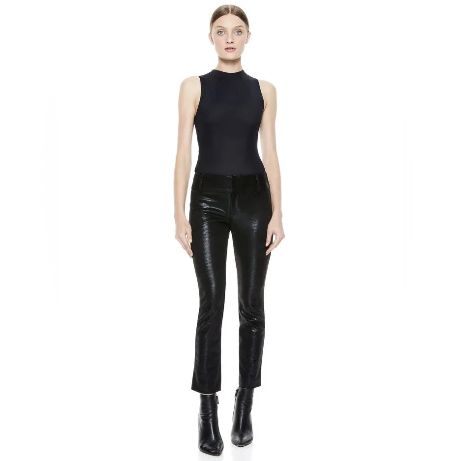 Alice + Olivia Stacy Vegan Faux Leather Ankle Pants Straight Leg Black 10 - Image 2