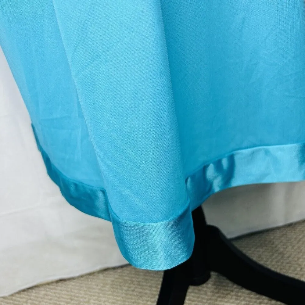 Vintage Vanity Fair Aqua Blue Sz M Nylon Embroidered Long Nightgown Sleeveless - Image 5
