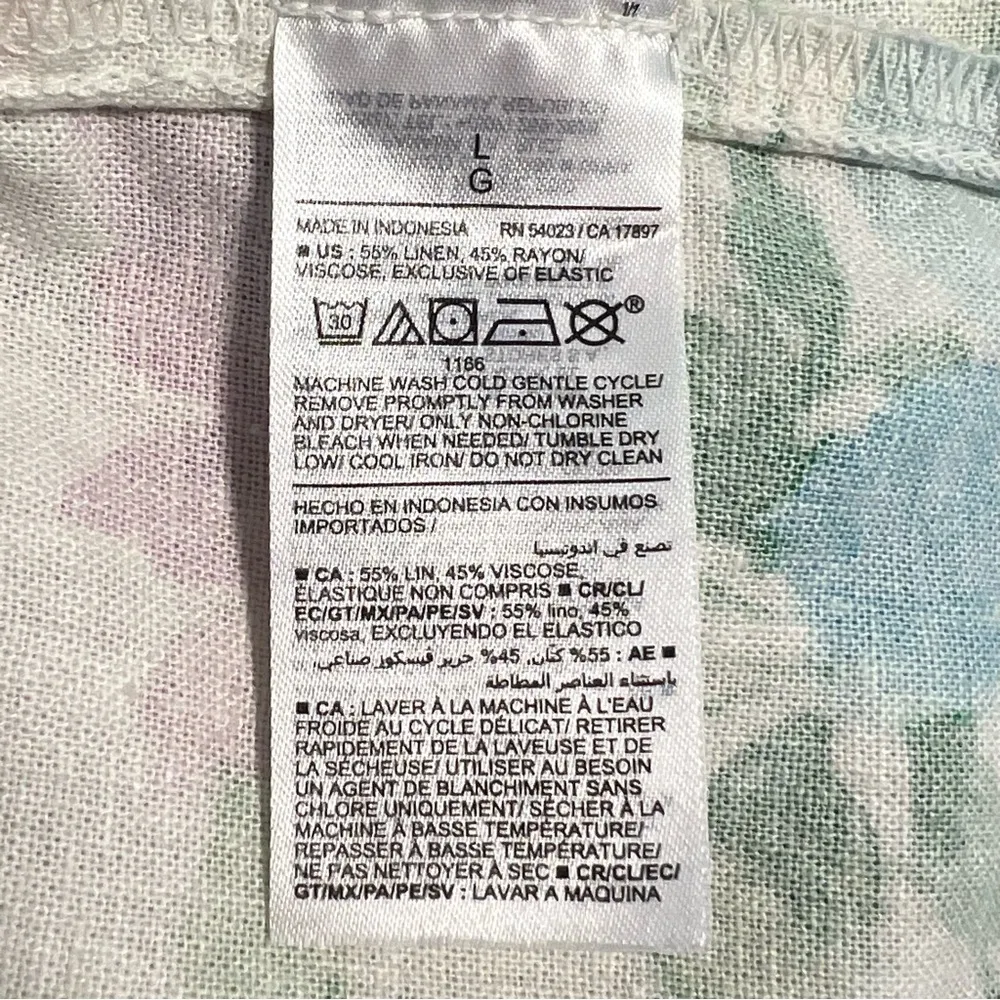 Old Navy Womens Floral Midi Dress Size L White Linen Blend Boho Cottagecore - Image 9