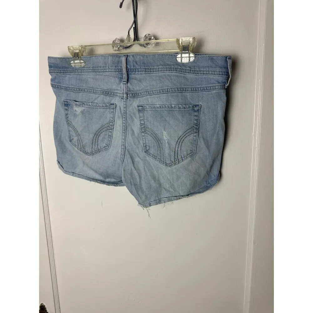 Hollister Y2K Denim Shorts Size 13 / 31 Distressed Mid-rise Light Wash Denim - Image 5