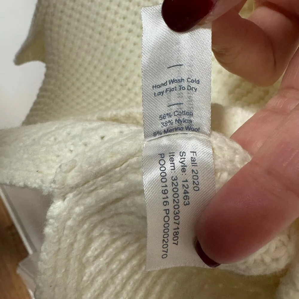 Marine Layer Delaney Raglan Striped Waffle Knit Sweater Cream Red Pink Size XS - Image 4